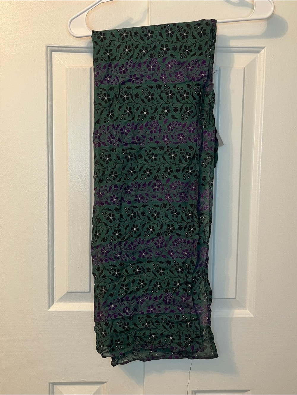 Vintage Putumayo Square Scarf Green Purple Floral